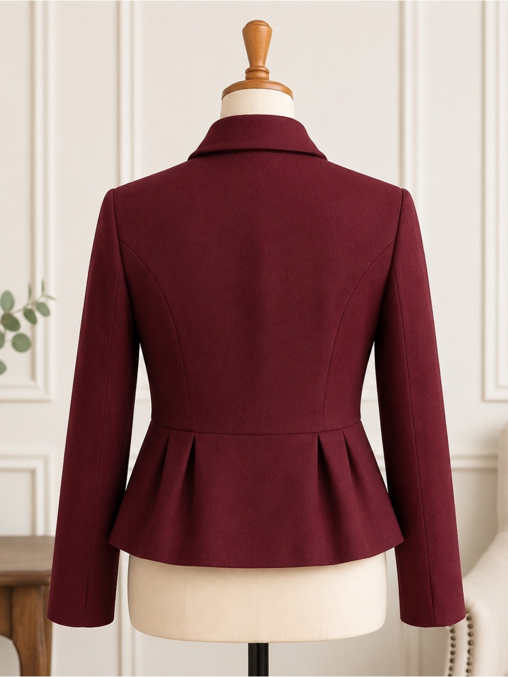 Brooks Brothers Burgundy Wool Blend Peplum Blazer Jacket Size 8 - Picture 2 of 10